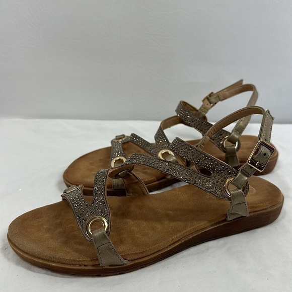 Patrizia by Spring Step Bronze Crystal Strappy Flat Sandals, 9 - Picture 4 of 9